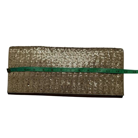 BANANA REPUBLIC Bronze Sequin Clutch Purse Wallet Satin Magnetic Close Formal - Picture 5 of 7
